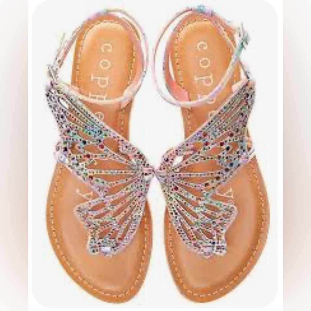 Copper Key Flutter Rainbow Rhinestone Printed But… - image 2